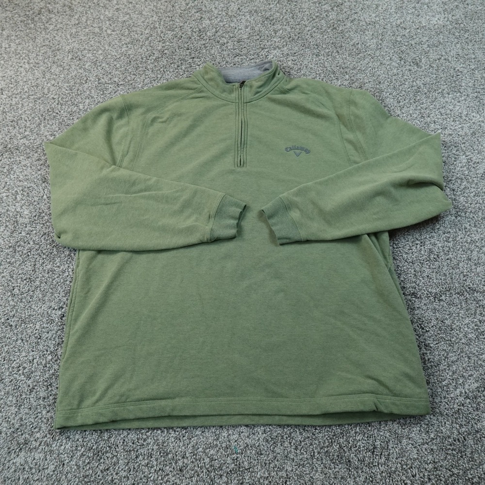 Callaway Pullover Mens L Green 1/4 Zip Mock Neck Sweatshirt Golf Sweater Casual